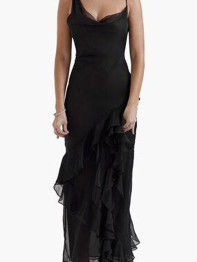 anabella black lace up maxi dress Petal and Pup Women's Anabelle Halter Neck Lace Maxi Dress